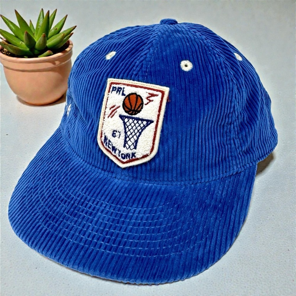 Polo Ralph Lauren NY Basketball Chenille Patch Corduroy Ball Cap Blue NWT